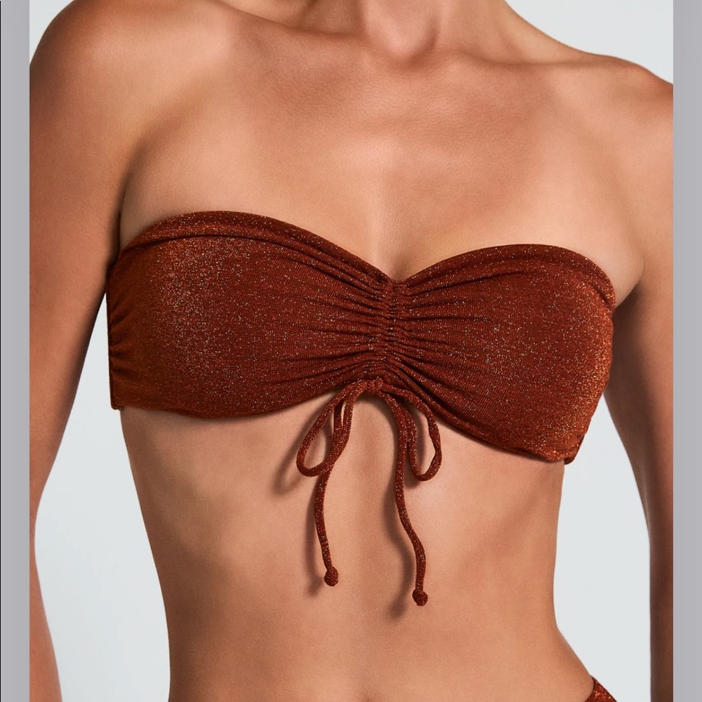 NWT DEVON WINDSOR Aurelia swim bikini top sienna shimmer S - Picture 3 of 5